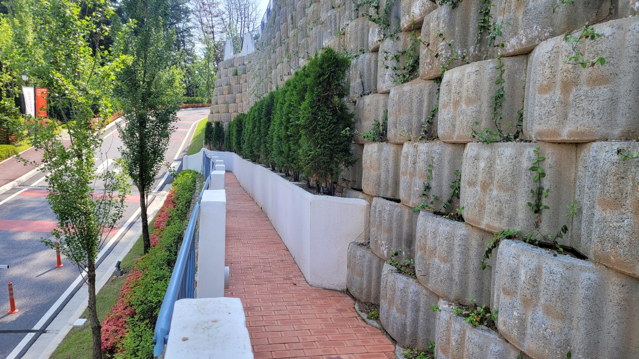 티박스 옹벽을 높게 쌓을때 추천 방법 : 식생 옹벽 