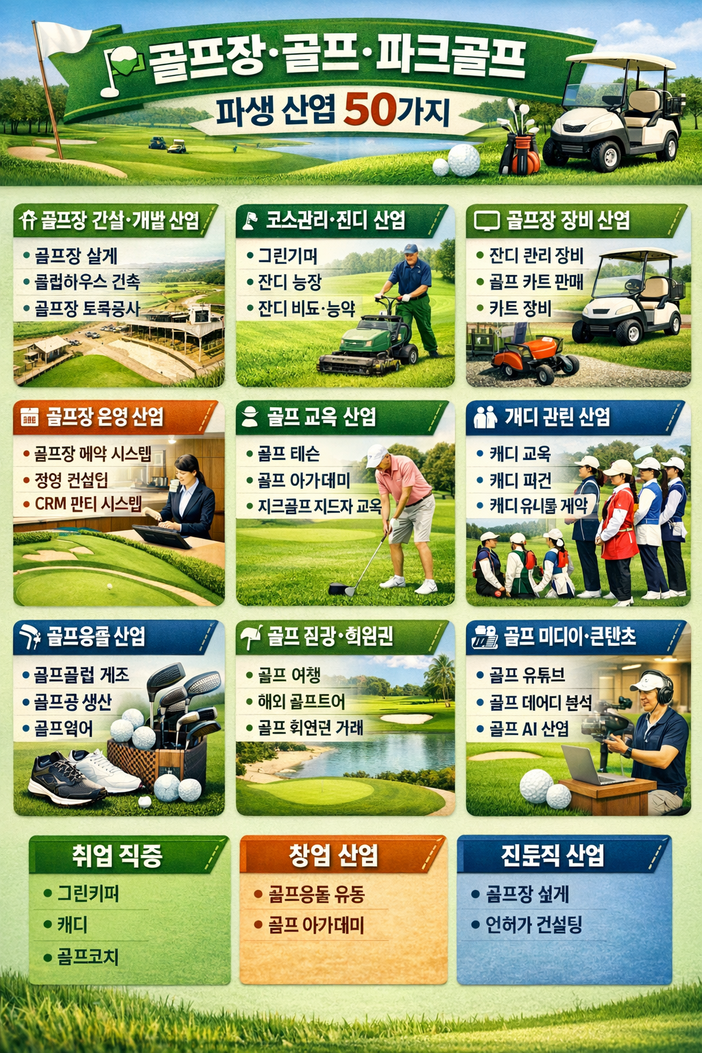  골프장·골프·파크골프에서 파생되는 산업 50가지
