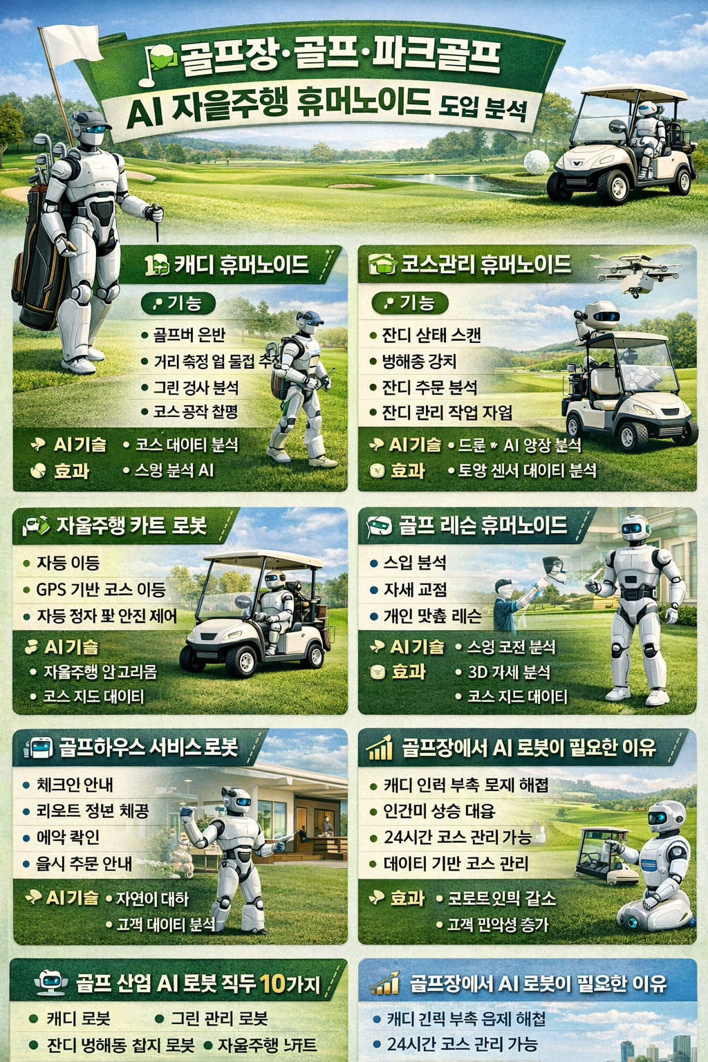 골프장·골프·파크골프에 AI /자율주행 / 휴먼노이드 도입 시 효과
