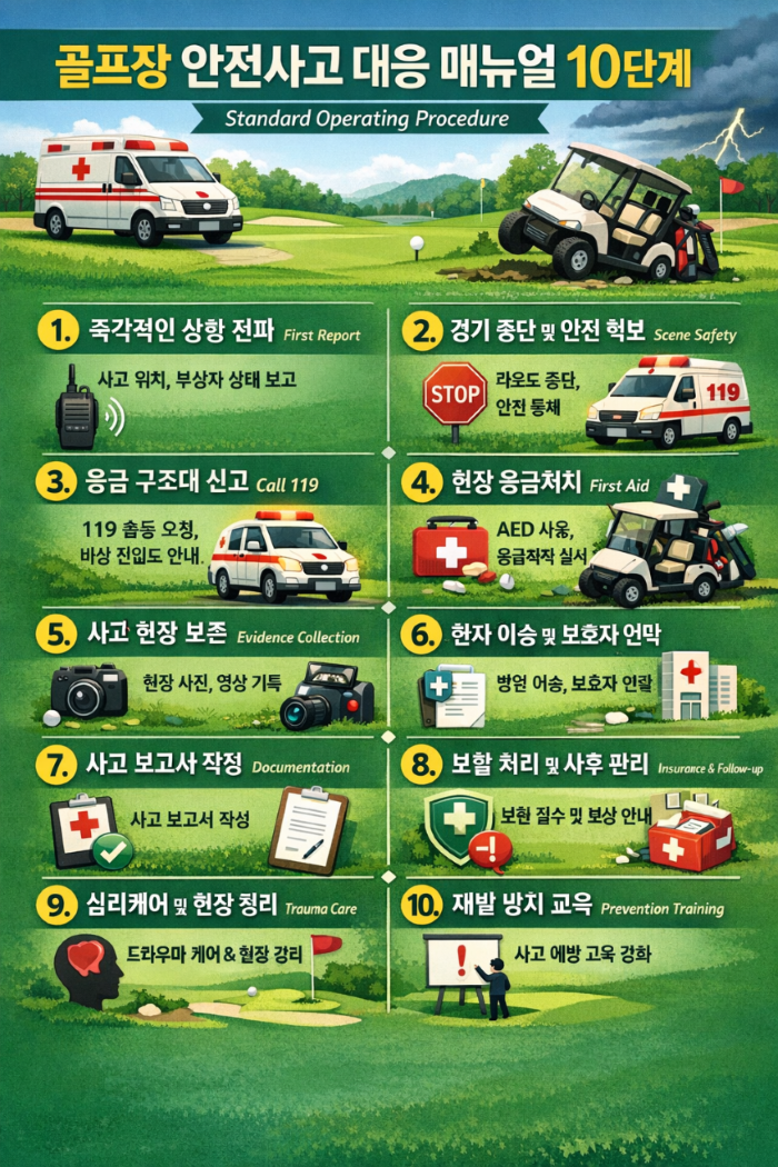  골프장 안전사고 대응 매뉴얼 10 단계 (Standard Operating Procedure) 