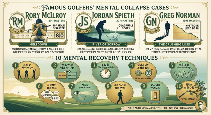 유명 골프 선수가 골프 라운드 중 멘탈이 나간 사례와 멘탈을 극복한 방법 10가지 