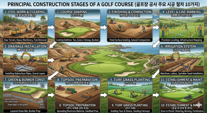 골프장 공사 시 주요 시공 절차 10가지(시설물 공사는 제외)