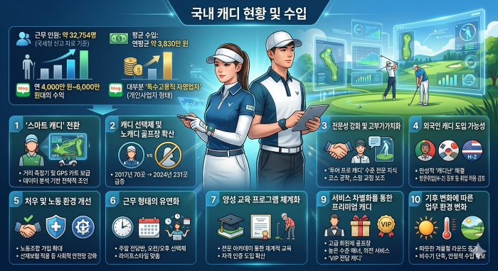 국내 골프장에 근무하는 캐디 수와 직업 전망 10가지 