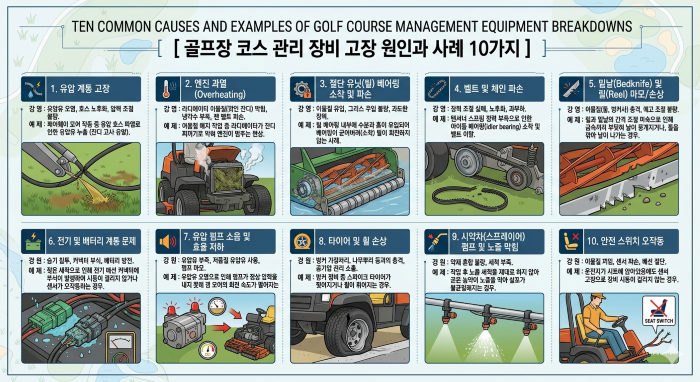 골프장 코스 관리 장비에 고장 원인과 사례 10가지 