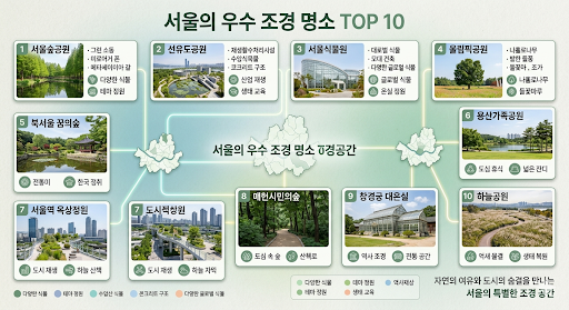 조경이 우수하고 산책하기 좋은 차별화 된 공원 10곳
