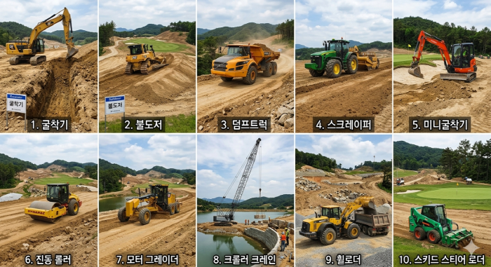 골프장 조형 공사(Shaping)에 사용되는 중장비 10가지