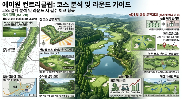 에이원 골프장의 코스 설계, 조형, 조경, 클럽하우스, 직원복지의 장단점 10가지 - 본지 추천 꼭 가보아야 할 골프장 (1)