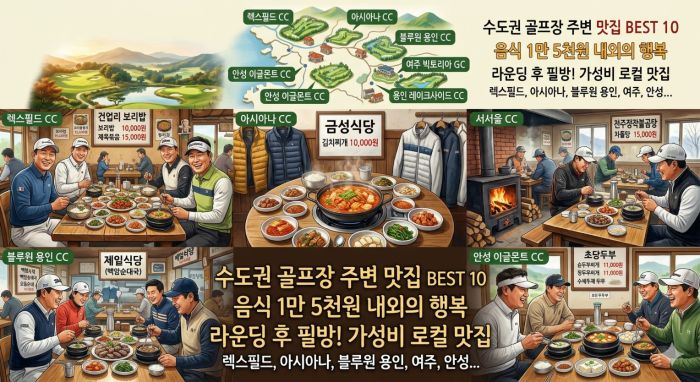가성비 높은 식당 10곳 - 수도권 골프장에서 라운드 전후 1인당 1만 5천원 내외