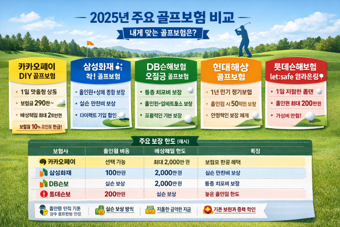 골프장에서 발생하는 사고에 대비하여 가입해야 할 보험사별 보험 종류와 특징