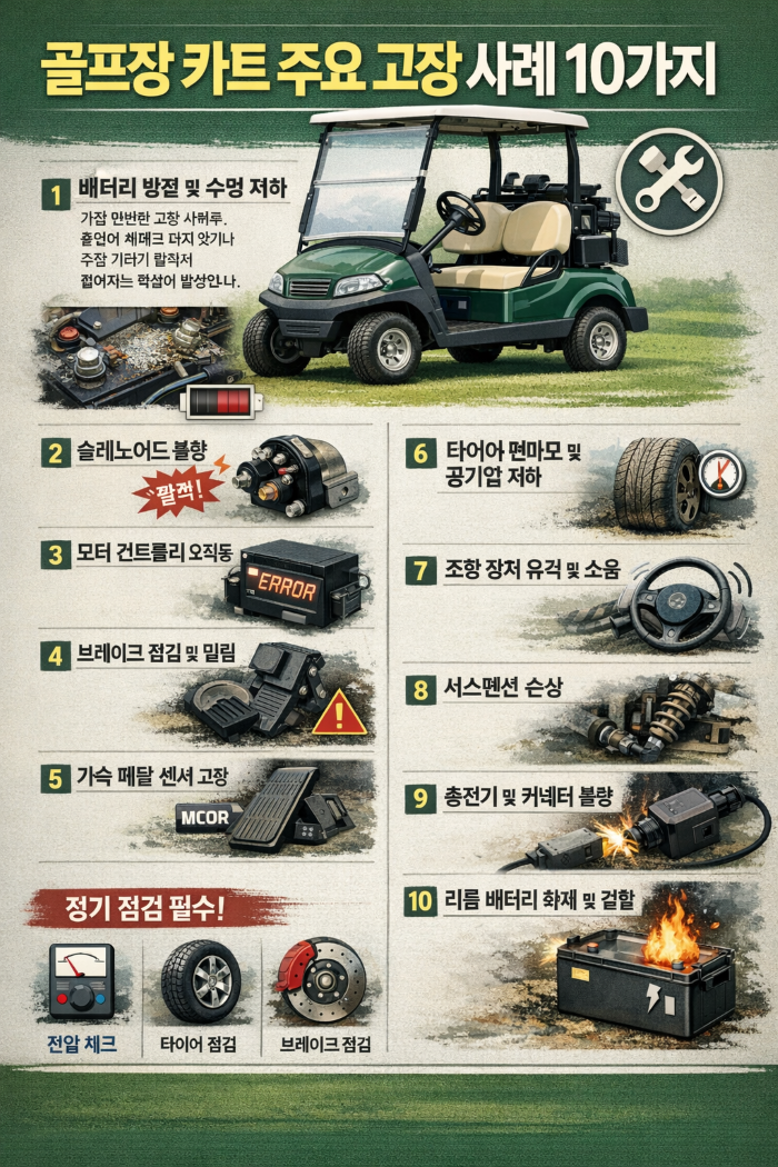 골프 카트의 주요 고장 사례 10가지