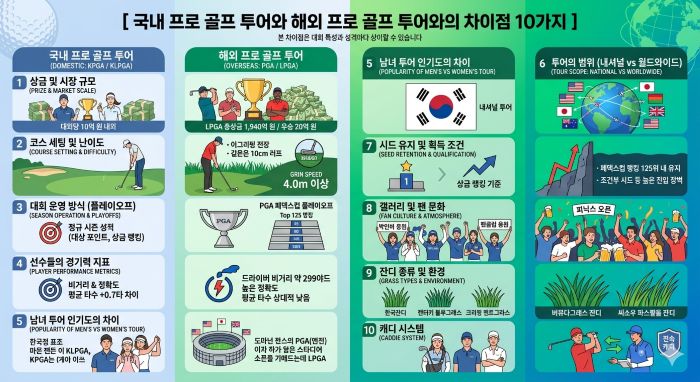 국내 프로 골프 투어와 해외 프로 골프 투어와의 차이점 10가지 
