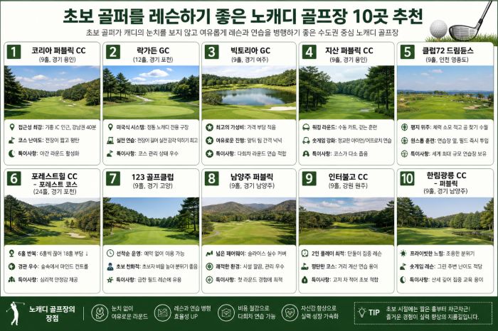  초보 골퍼를 레슨하기 좋은 노캐디 골프장 10곳 추천