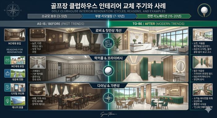 골프장 클럽하우스의 인테리어 교체 주기와 이유 및 사례를 10가지