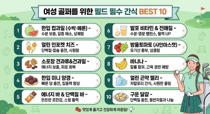 라운드 시  골퍼들의 최애 간식 10가지