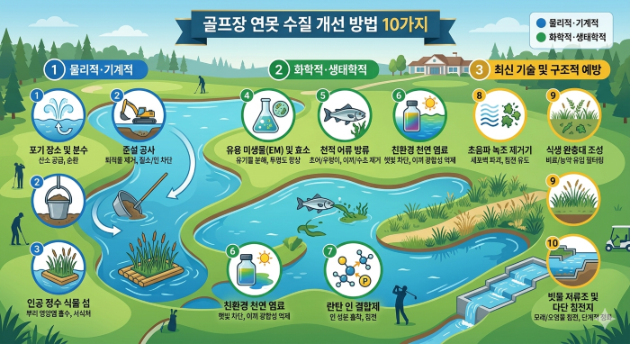골프장 연못 수질 개선 방법 10가지와 사례