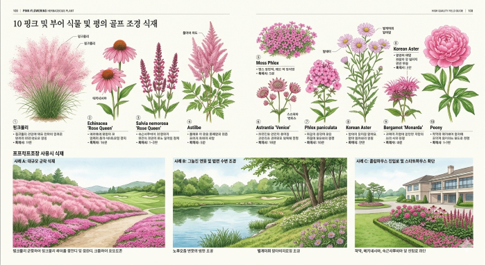 핑크색 꽃이 피는 초화류 10가지와 식재 사례
