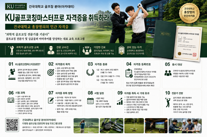  KU골프코칭마스터프로 자격증을 취득하라 - 건국대학교 총장명의의 민간 자격증