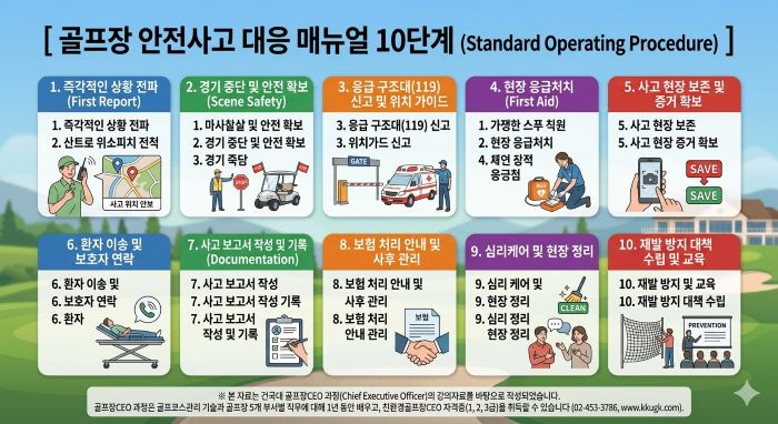  골프장 안전사고 대응 매뉴얼 10 단계 (Standard Operating Procedure) 