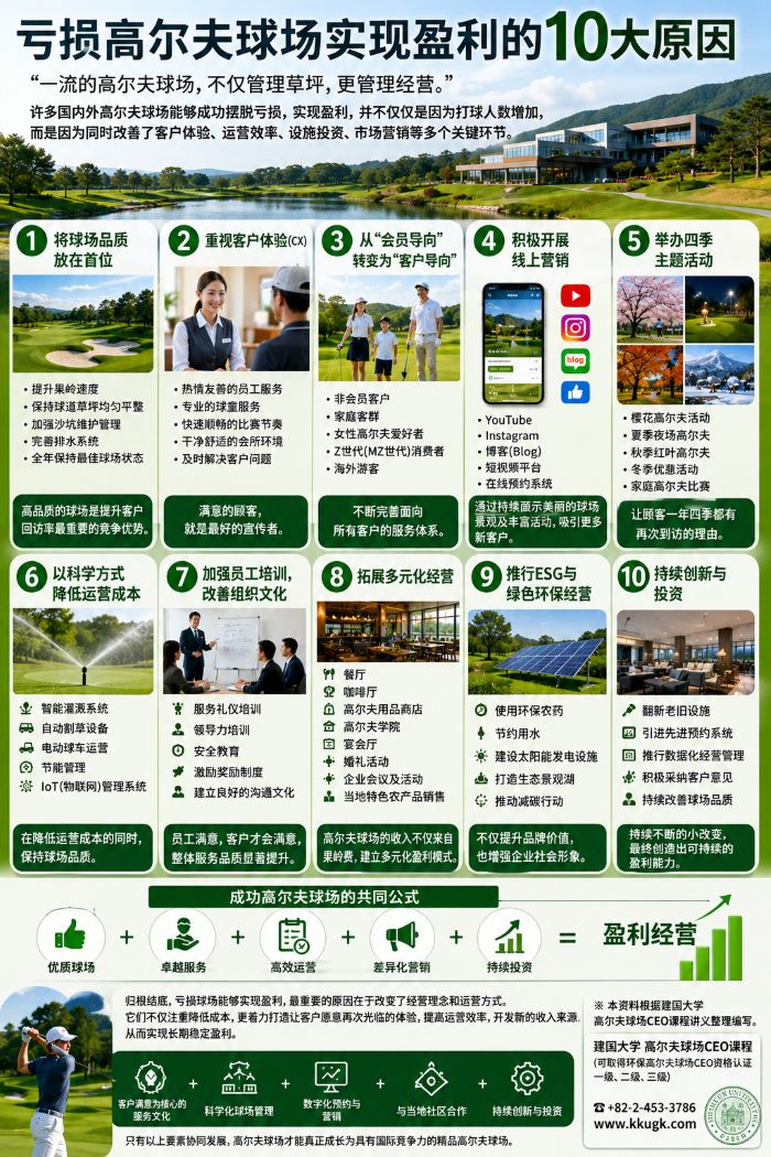亏损高尔夫球场实现盈利的10大原因(중국어) 적자 골프장이 흑자로 바뀐 이유 10가지
