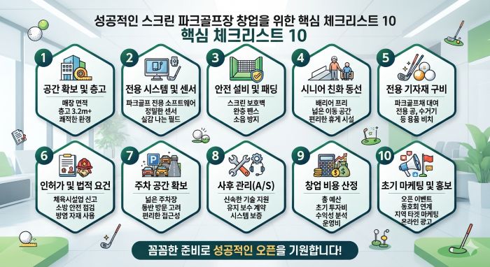 10 HẠNG MỤC CẦN KIỂM TRA KHI MỞ TRUNG TÂM MÔ PHỎNG (SCREEN) PARK GOLF (베트남어) 스크린 파크골프장 오픈 시 체크해야 할 항목 10가지