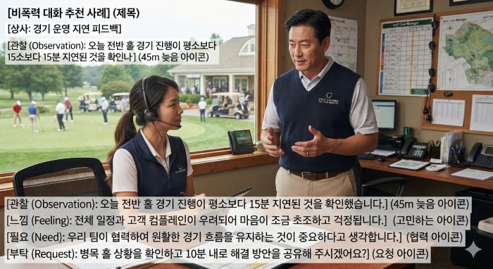  비 폭력 대화 추천 사례 - 골프장 직장 상사와 부하 직원