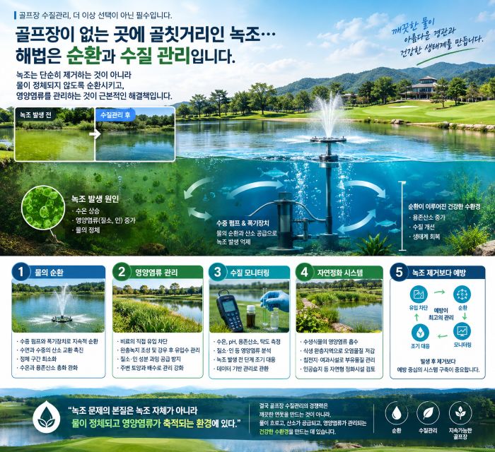 골프장 연못의 녹조, 제거보다 중요한 것은 ‘물의 흐름’